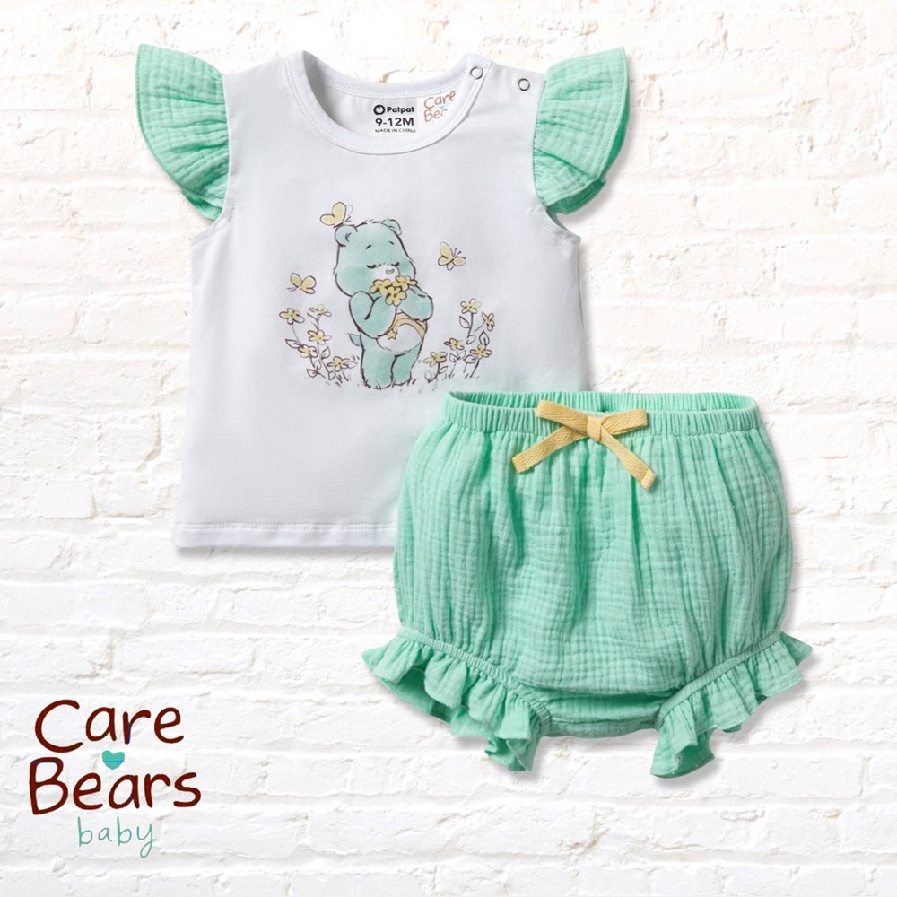 Care Bears Wish Bear White and Aqua Bloomer Set t 9-12 months